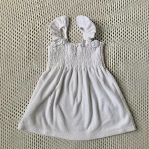 Janie and Jack White Smocked Terry Cloth Towelling Beach Dress